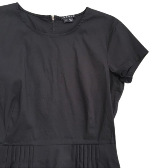 Theory Carrian Precise Pleated Peplum Blouse Back Zipper Black - Picture 4 of 7